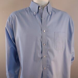 Jos A Bank Traveler Dress Shirt Mens Size 17.5 - 34 Traditional Fit Light Blue